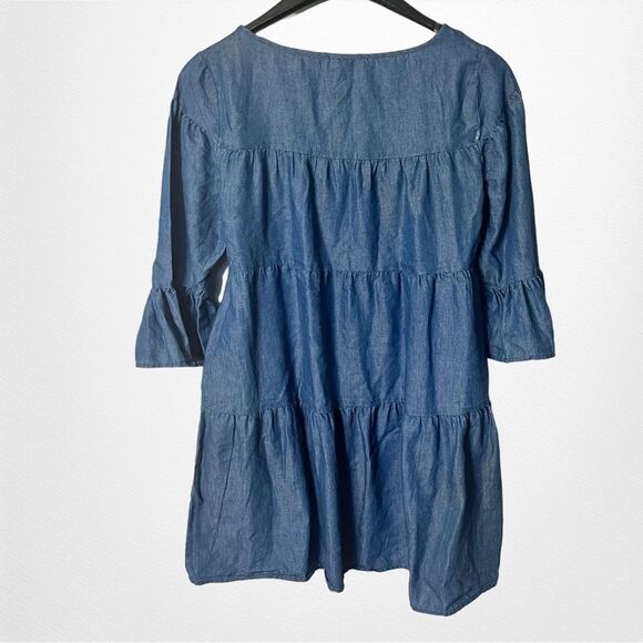 Robert Louis Tiered Light Weight Denim Dress with two side pockets Size: Medium - Picture 1 of 6